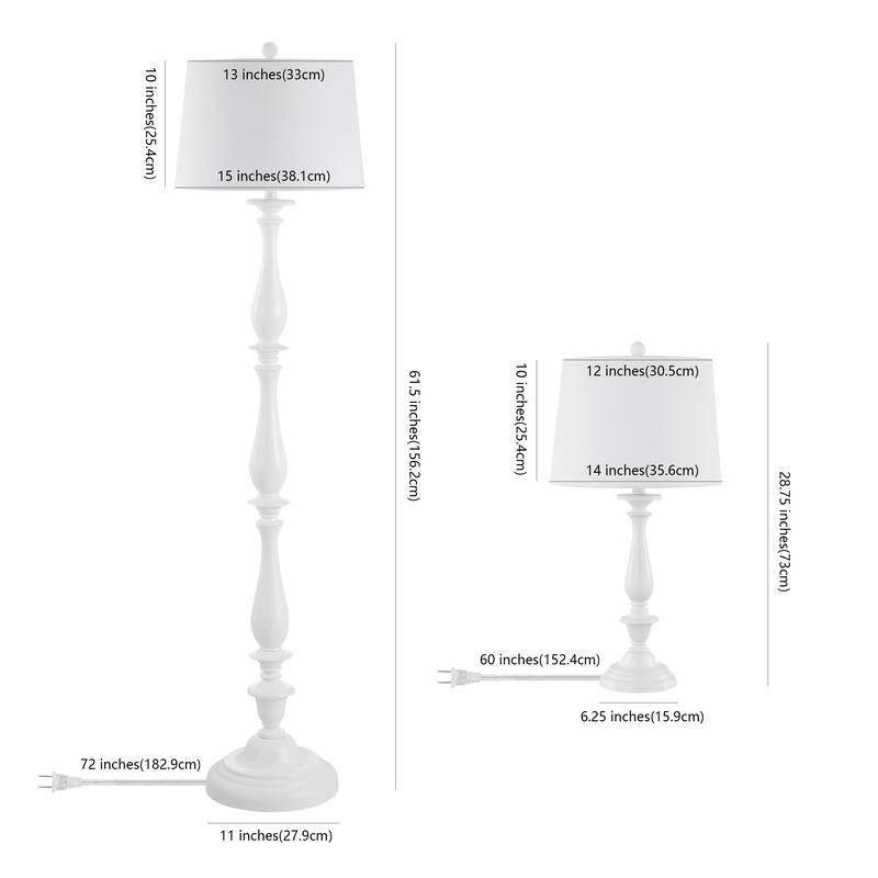 SAFAVIEH Lighting Glady Floor And Table Lamp (Set of 3) - 15" W x 15" D x 62" H - 15Wx15Dx62H
