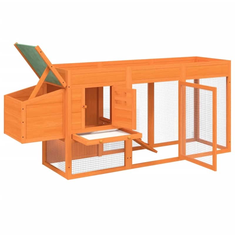 vidaXL Chicken Coop Brown 80.3"x19.7"x33.1" Solid Wood Pine - 80.3" x 19.7" x 33.1"