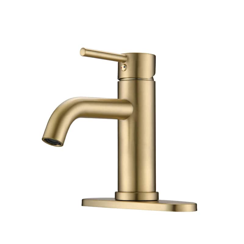 BATHLET Modern Single Hole Bathroom Sink Faucet - Brushed Gold