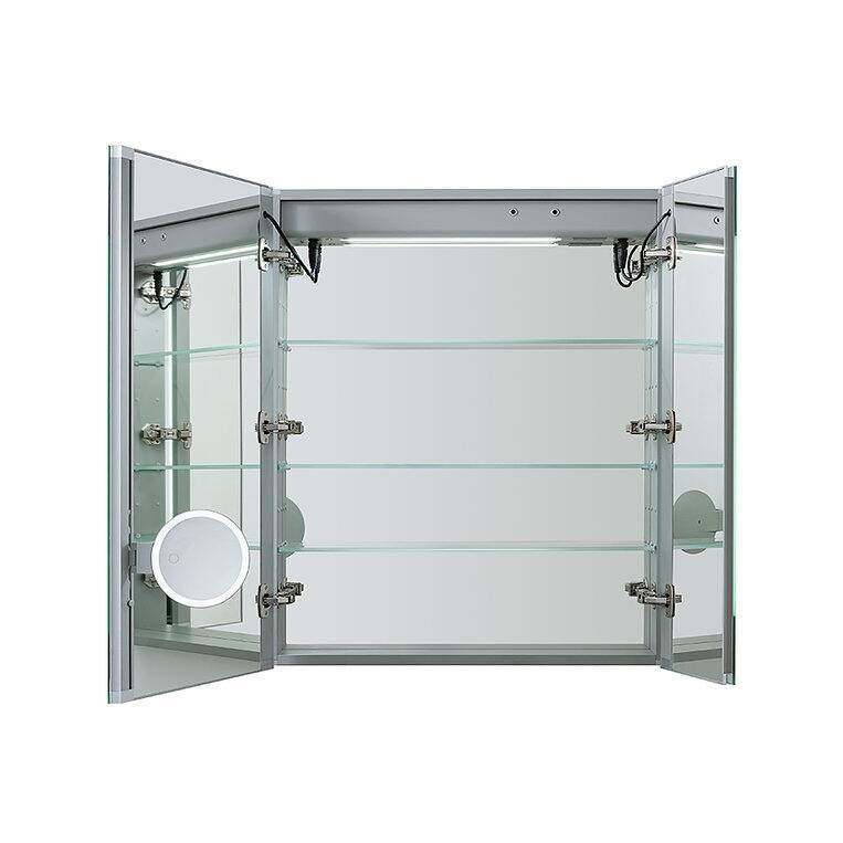 Medicine Cabinet With Light 30W x 30H x 5D - Glass Finish - Clear