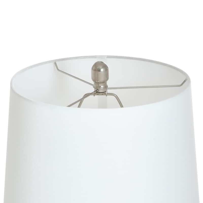 Steel Table Lamp With Urn Base Shape - Polished Nickel Shade - Off-White Shade