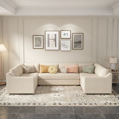 3-Piece Soft Cushion U-Shaped Sectional Sofa Set with Thick Seat Cushions and Backrests