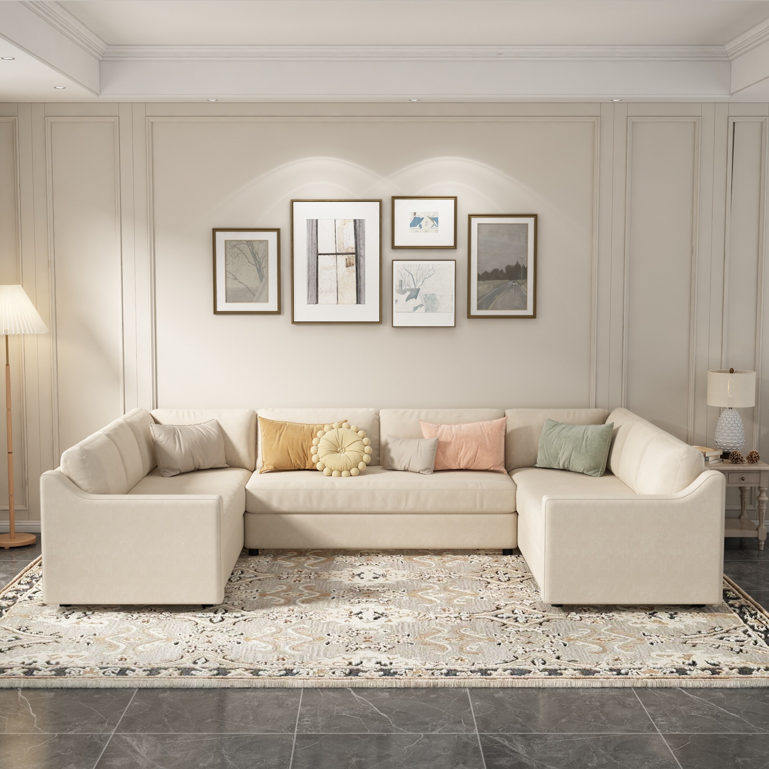 Removable Cushions Couch Set for Living Room U shape Sectional