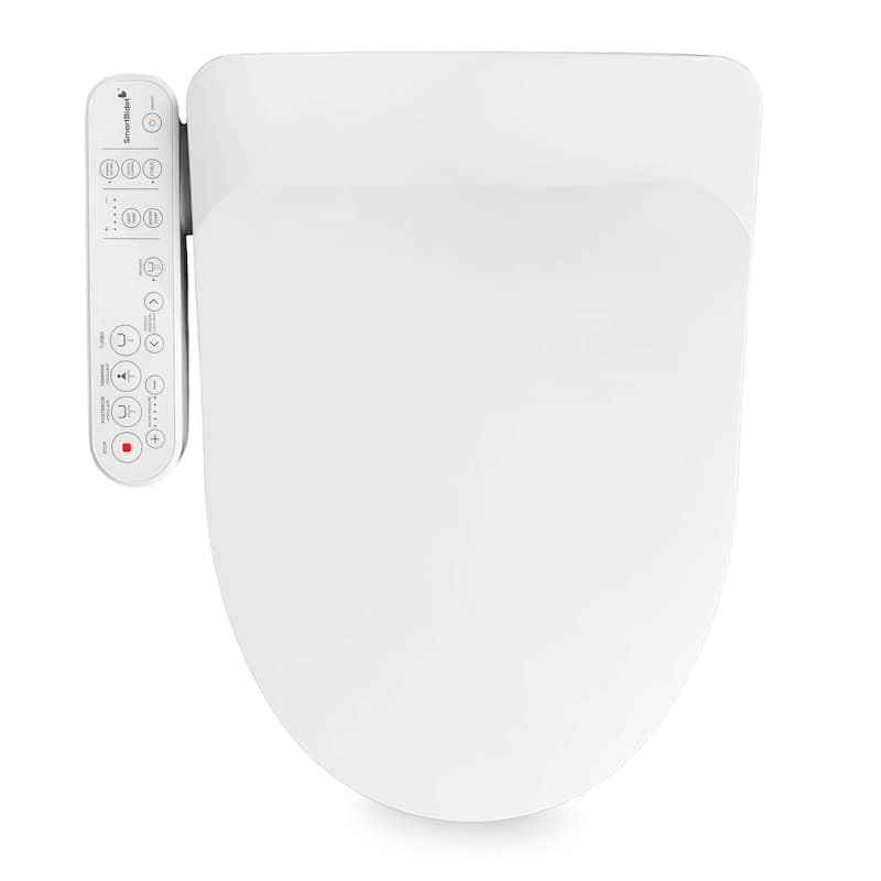 SmartBidet Electric Bidet Seat for Elongated Toilets with Control Panel White Bed Bath