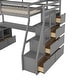 preview thumbnail 82 of 83, Wood Loft Bed with 7 Drawers 2 Shelves, Ladder and Desk for Kids, Bedroom