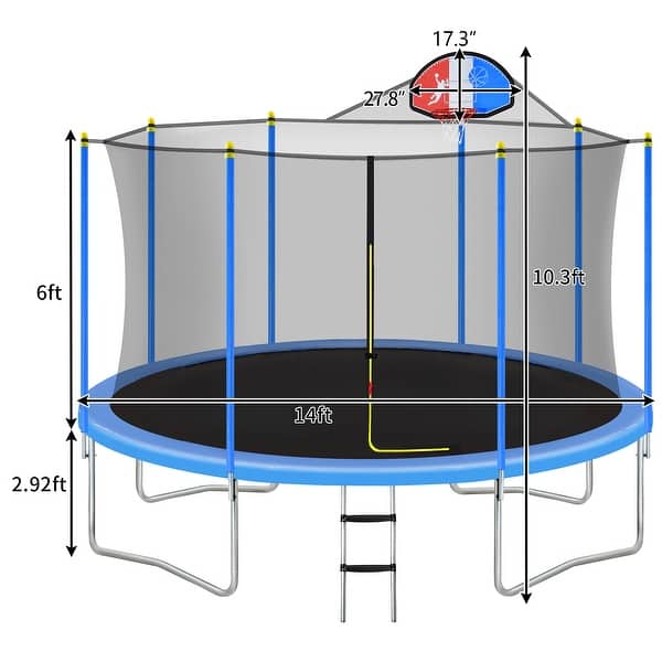 AOOLIVE 15FT Outdoor Trampoline for Kids with Safety Enclosure Net