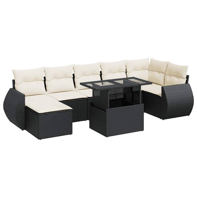 vidaXL Patio Sofa Set with Cushions Outdoor Furniture 8 Piece Poly Rattan - 21.7 x 39.4 x 28.7