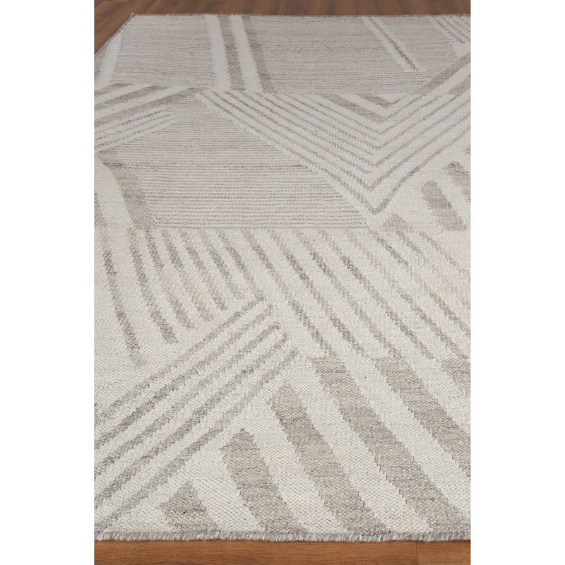 EXQUISITE RUGS Scandinavian Hand-loomed New Zealand Wool Grey/Ivory Area Rug.