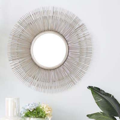 Silver Metal Starburst Room Wall Mirror - 29 x 4 x 29