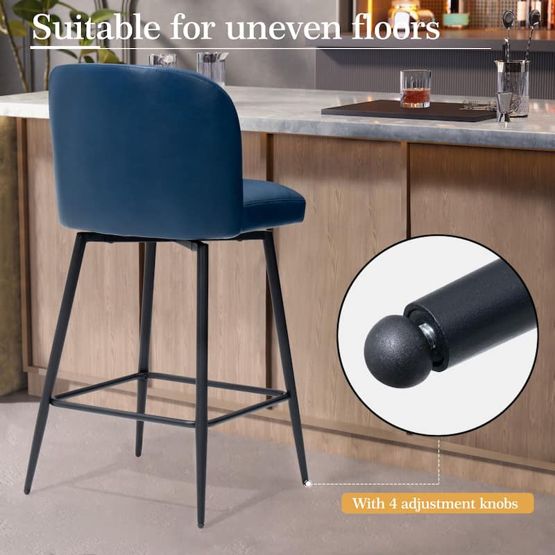 26.77" Counter Height Swivel Bar Stools with Backs and Metal Legs