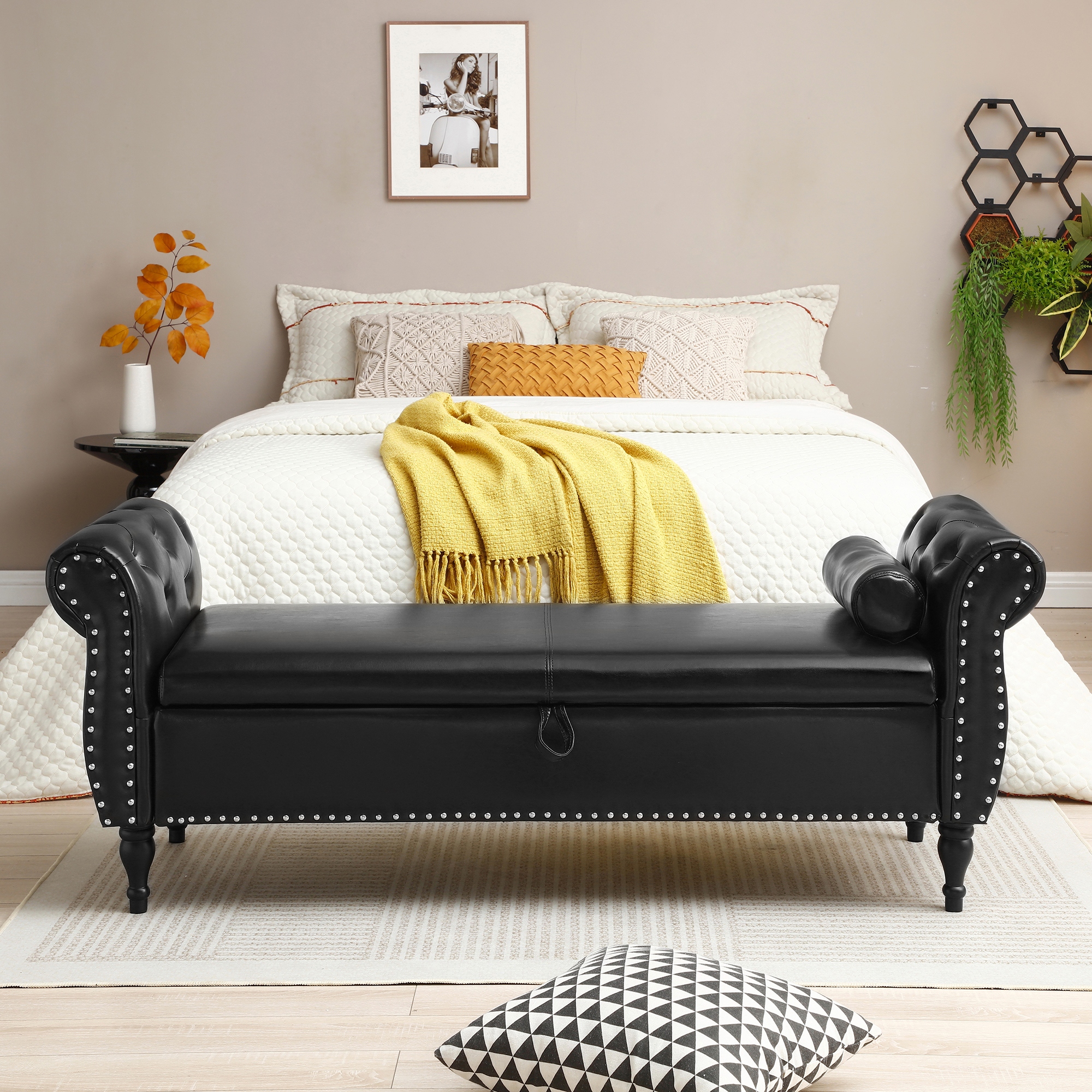 Upholstered end of shop bed bench