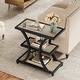 preview thumbnail 5 of 16, 3-Tier Industrial Side Table with Geometric Metal Design