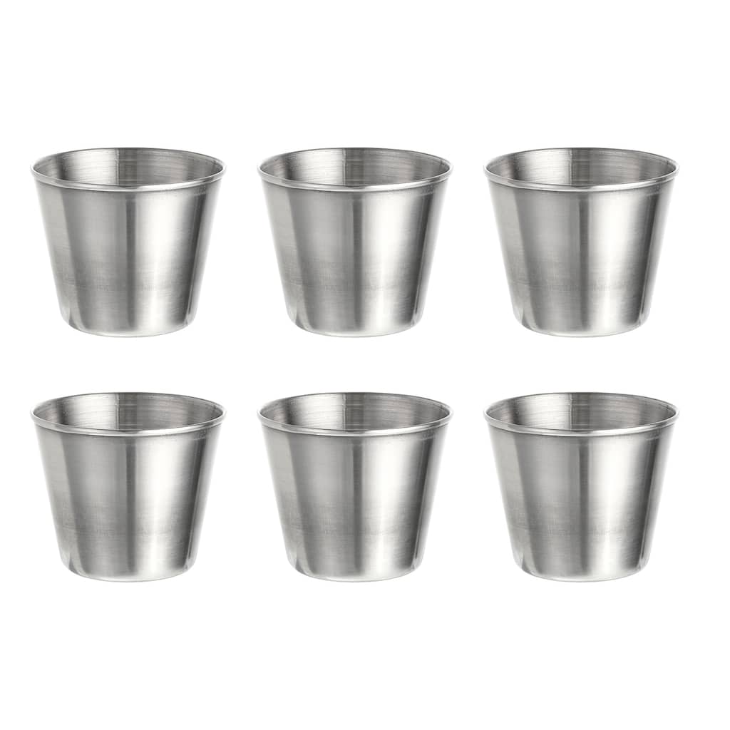 Stainless Steel Shot Glasses, 6pcs 50ml/1.8 OZ Clear for Bar Restaurants Home - Silver