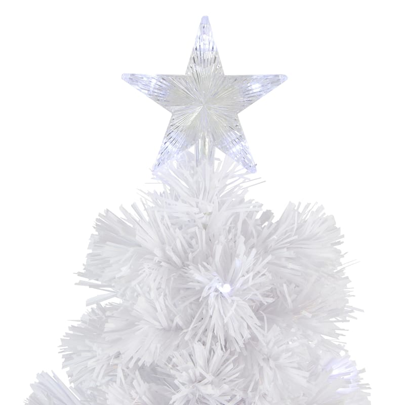 3' LED Color Changing White Fiber Optic Artificial Christmas Tree - 3 Foot