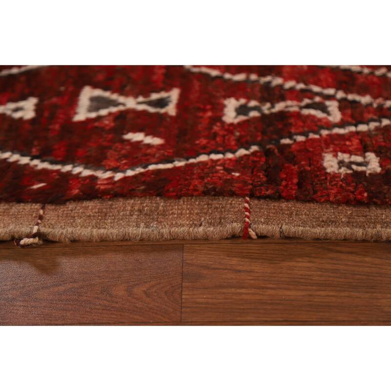 Hand Knotted Oriental 100% Wool Carpet Tribal Trellis Red Moroccan Area Rug - 8' 3'' X 5' 7''