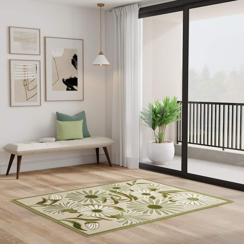 Nourison Alice Indoor/Outdoor Floral Area Rug.