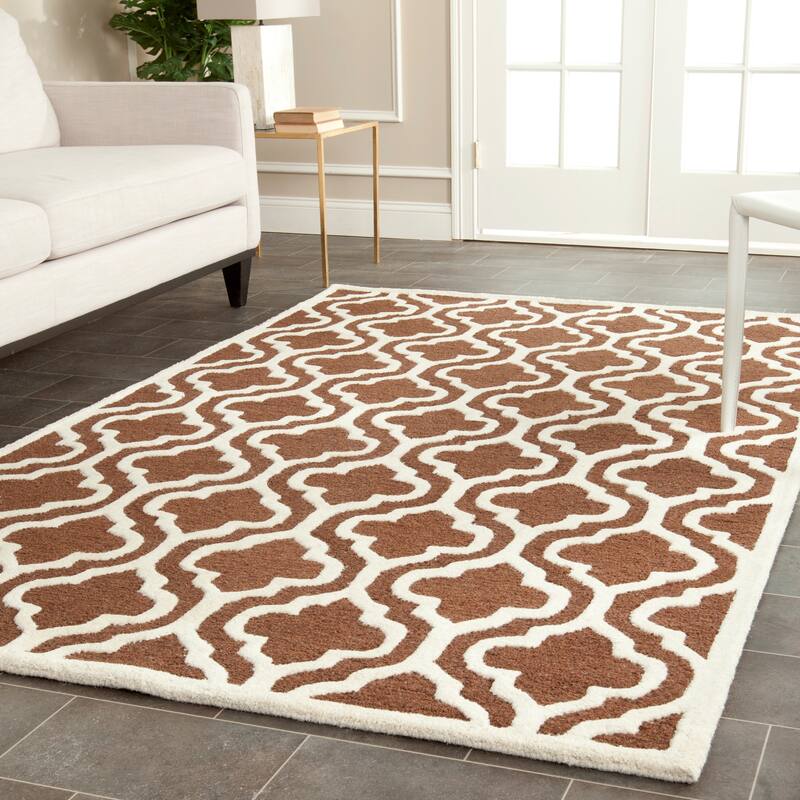 SAFAVIEH Handmade Cambridge Allana Modern Moroccan Wool Rug - 4' x 6' - Dark Brown/Ivory