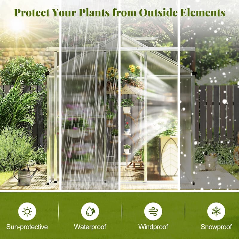 Gymax 6 x 6 FT Greenhouse for Outdoors Large Walk-in Green House w/