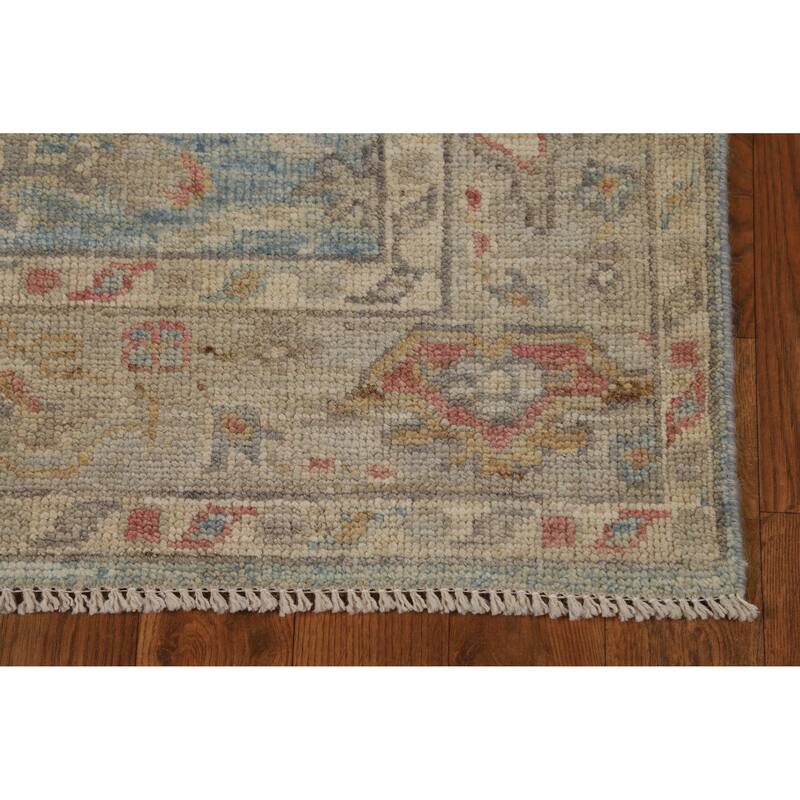 Hand Knotted Oriental 100% Wool Carpet Transitional All-Over Navy Blue & Blues Oushak Runner Rug - 11' 2'' X 2' 11''