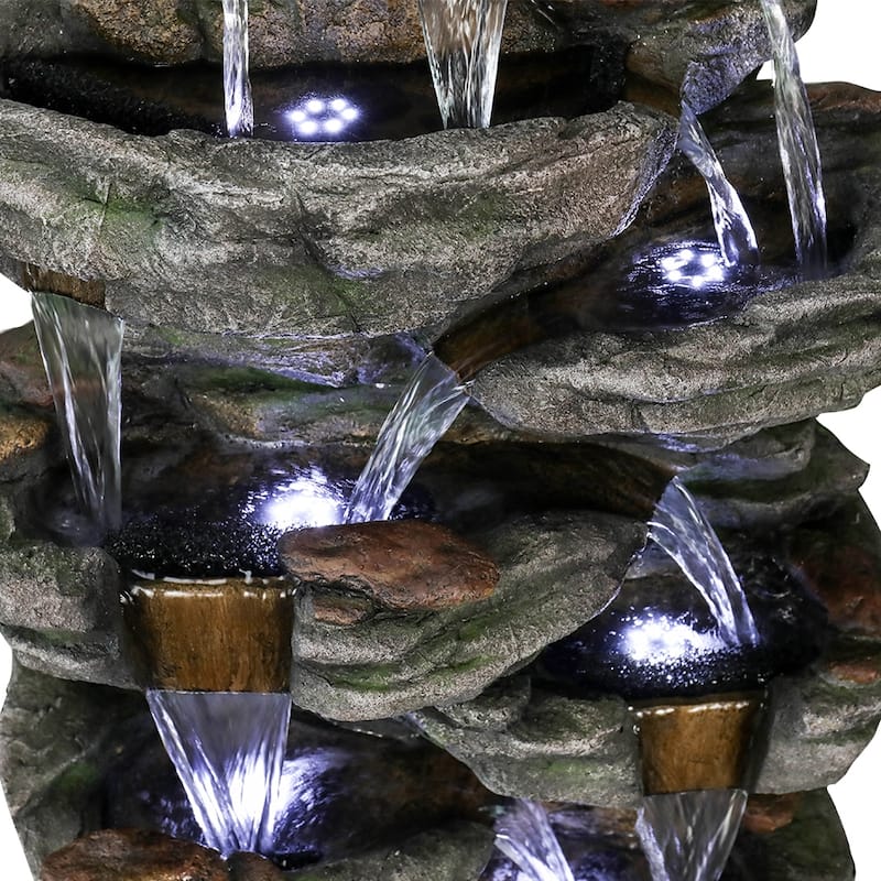 Large Outdoor Water Fountain - 47.2" H 9-Tier Outdoor Garden Fountain