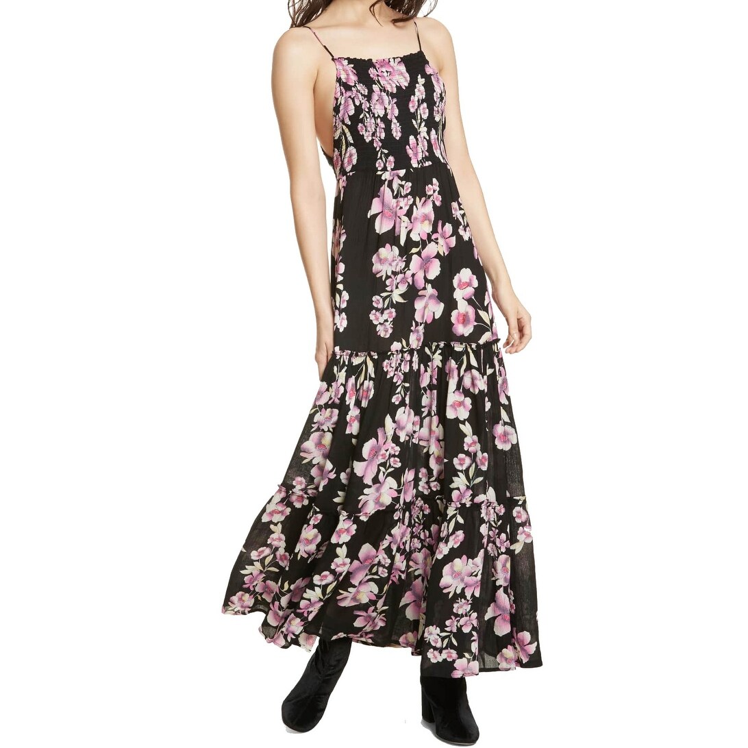 Shop Free People Women S Black Xs Smocked Garden Party Maxi Dress Onyx Overstock 28808207