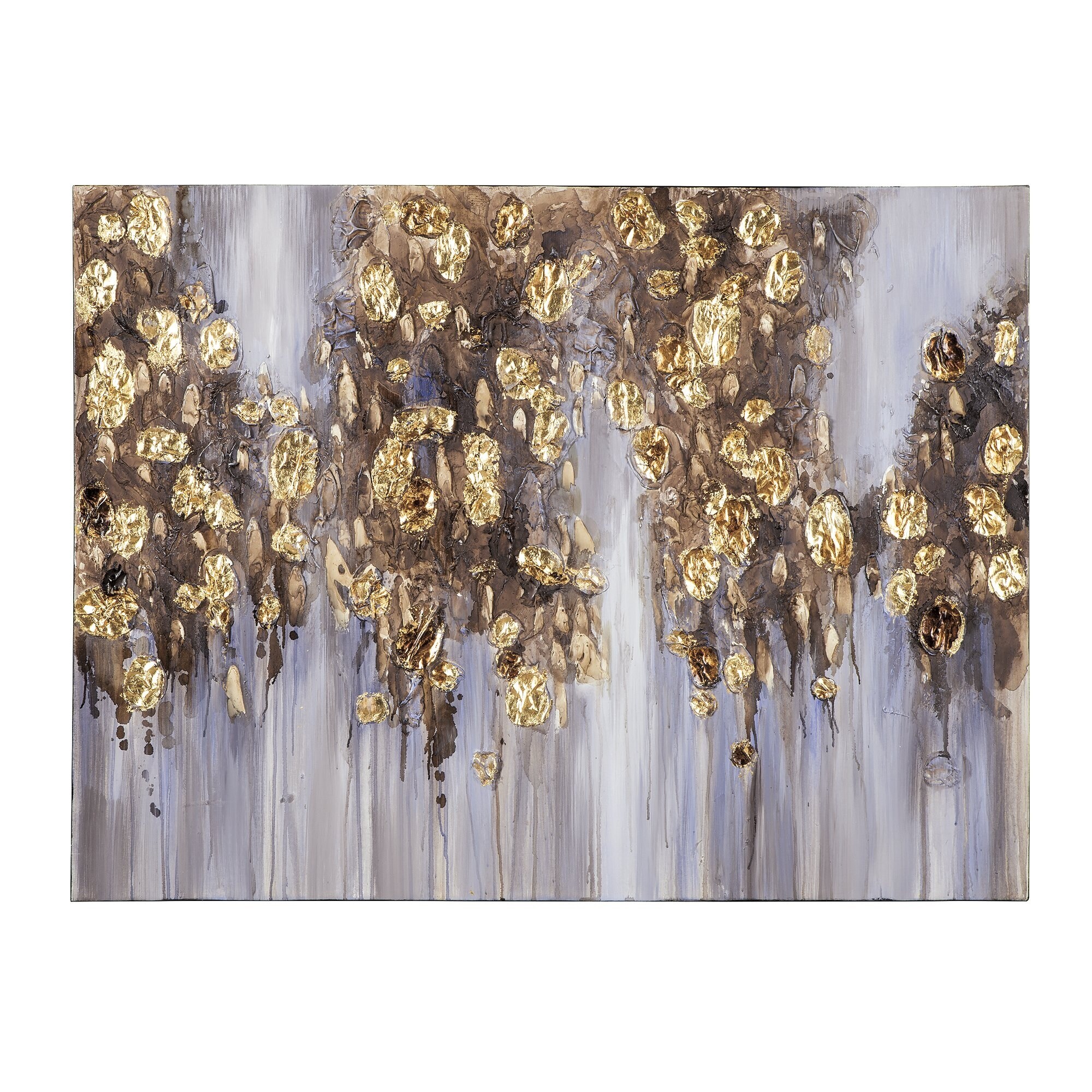 Shop Donier Blue Gold Contemporary Abstract Wall Art Overstock