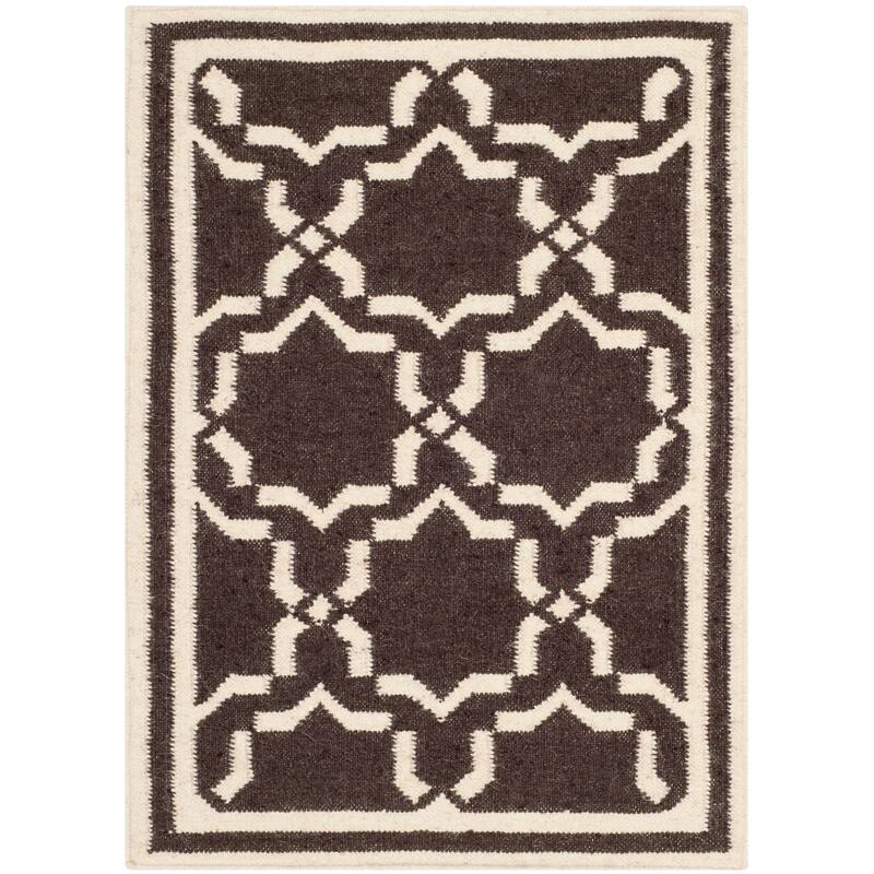 SAFAVIEH Handmade Flatweave Dhurries Everina Modern Moroccan Wool Rug - 2' x 3' - Chocolate/Ivory