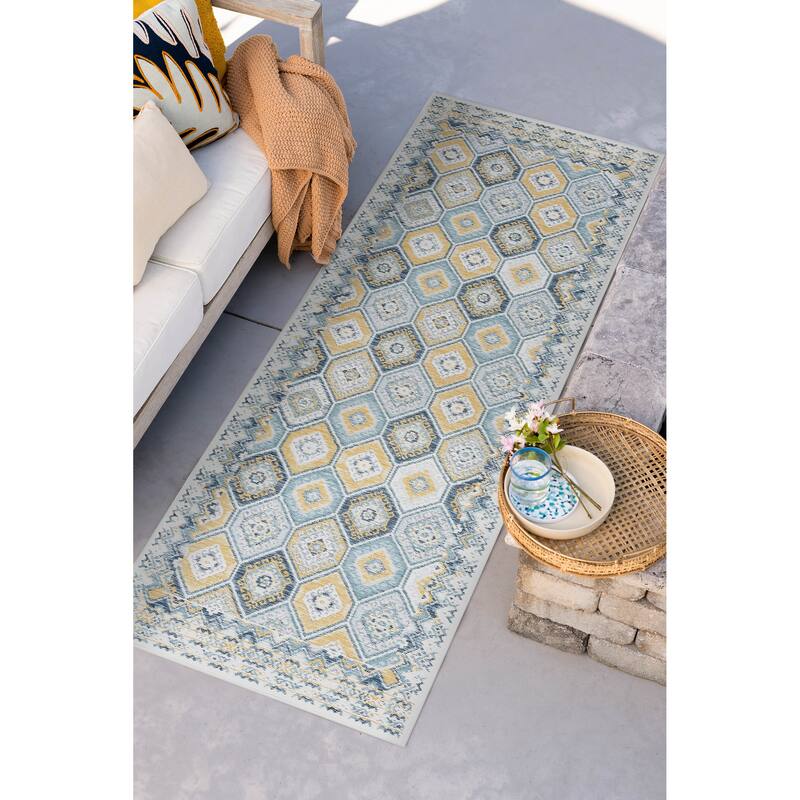 Alfresco Nautical & Coastal Geometric Reversible Indoor/Outdoor Area Rug