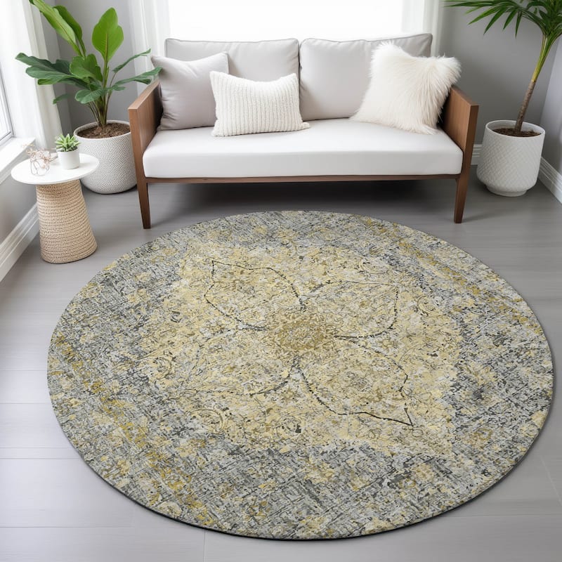 Machine Washable Indoor/Outdoor Traditional Global Chantille Rug