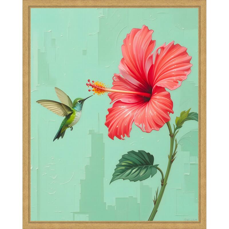 That One Time a Bird Visited My Garden by Kintsugi99 Framed Canvas Wall Art Print