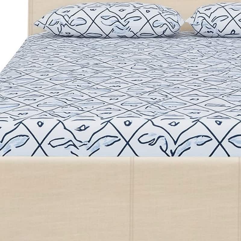 HomeRoots Beige Faux Leather Full Bed Frame