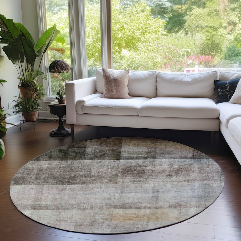 Machine Washable Indoor/ Outdoor Modern Abstract Chantille Rug
