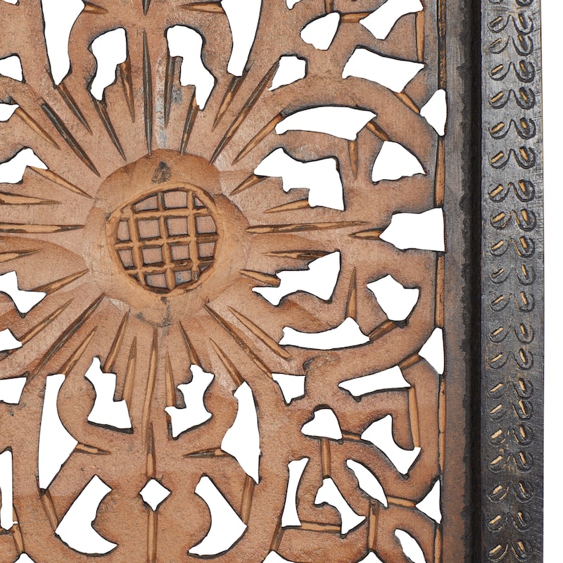 Brown MDF Traditional Wall Decor Ornamental (Set of 2)