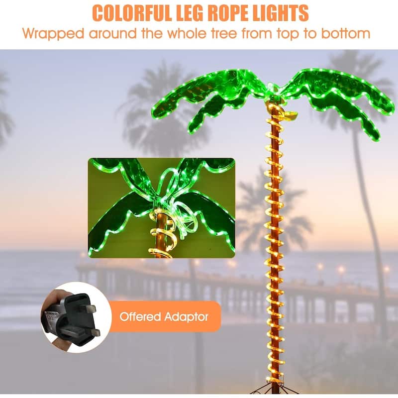 7.5 FT Coconut Tree Decoration Artificial Lighted Palm Tree - Green + Brown