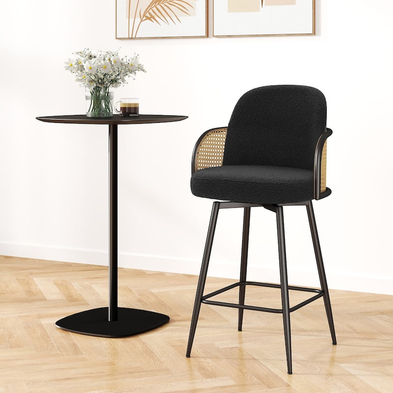 26" Swivel Boucle Fabric Upholstered Bar Stool - 38.2"H x 21.5"W x 23.2"D