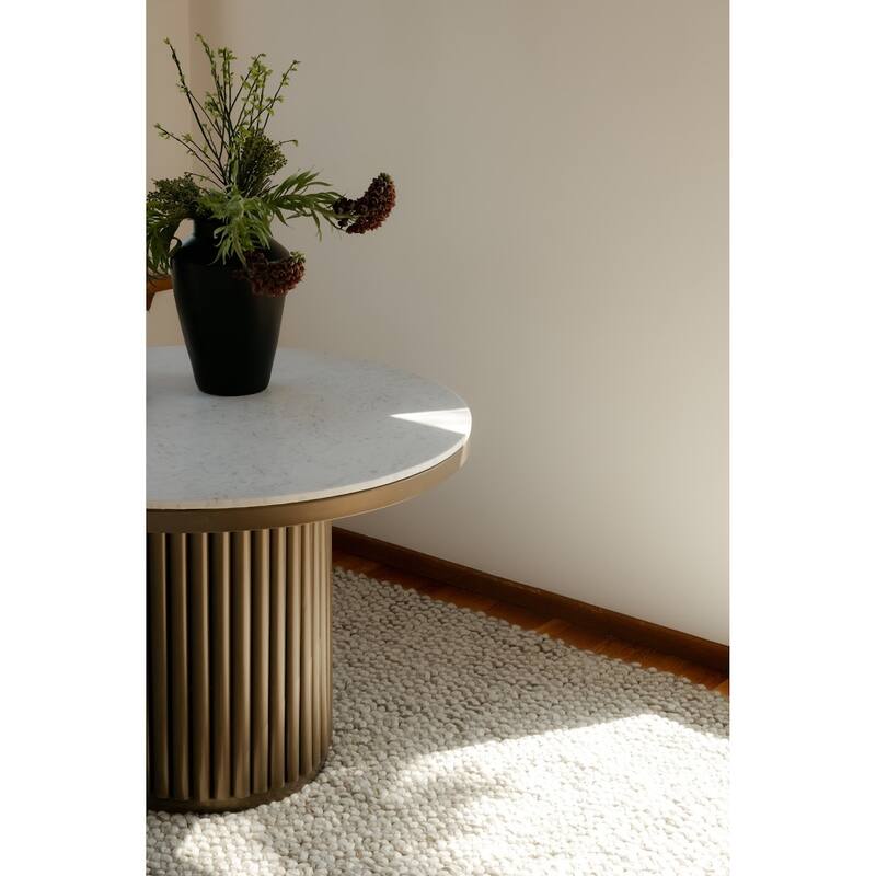 Aurelle Home Modern Round Marble Top Dining Table