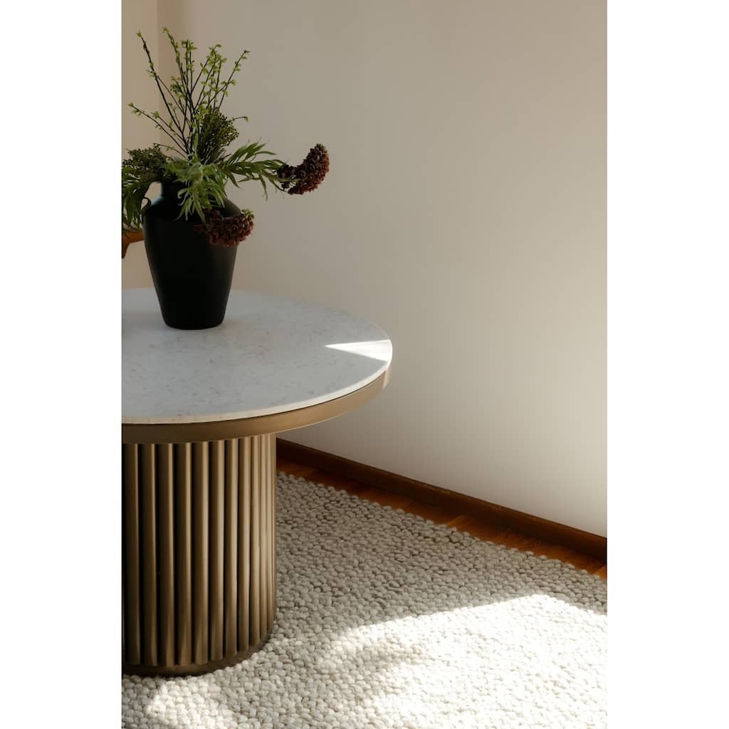 Aurelle Home Modern Round Marble Top Dining Table