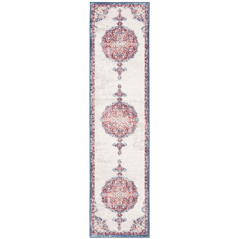 SAFAVIEH Brentwood Coralyne Traditional Oriental Rug - 2' x 6' Runner - Ivory/Red