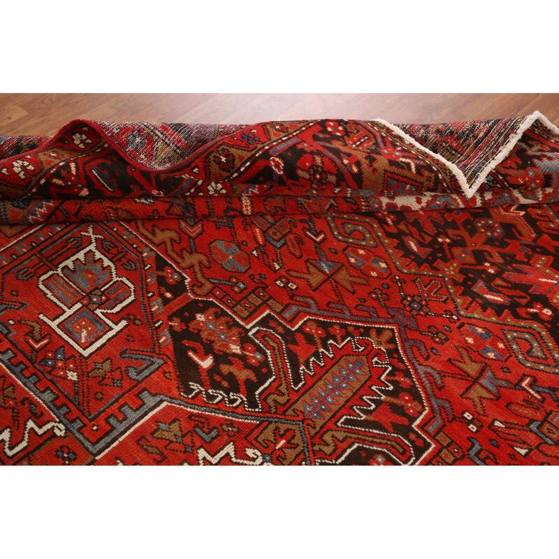 Hand Knotted Oriental 100% Wool Carpet Traditional Medallion Oranges & Rust Heriz Area Rug - 12' 10'' X 9' 2''