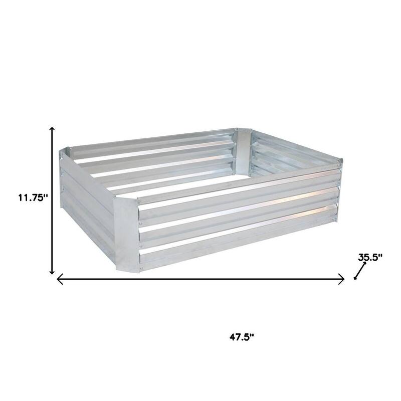 HomeRoots 12" X 48" Silver Steel Rectangular Raised Garden Bed