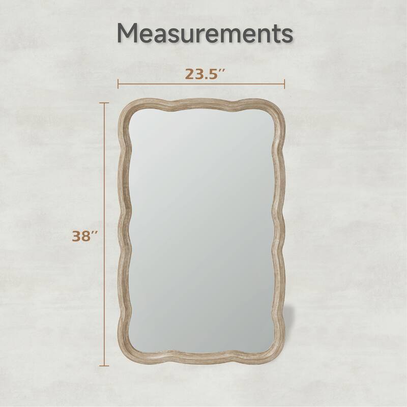 COZAYH Curved Scallop Wood Frame Accent Mirror