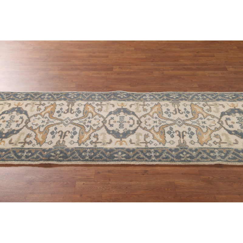 Oushak Oriental Runner Rug Handmade Floral Wool Carpet - 2'5"x 7'9"