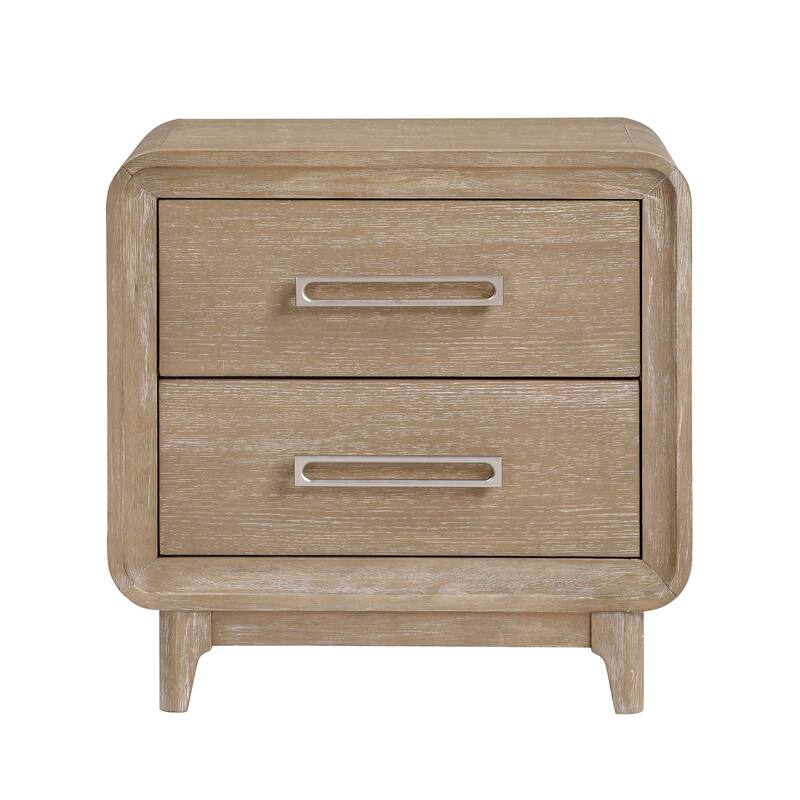 Contemporary Elegant 3pc Bedroom Set Bed and Two Nightstands Natural Finish