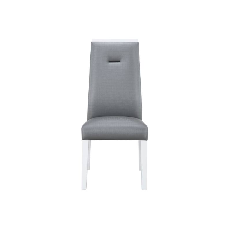 HomeRoots Set of Two Gray And White Upholstered Faux Leather Dining Side Chairs - 18.7' X '42.91' X '24.21