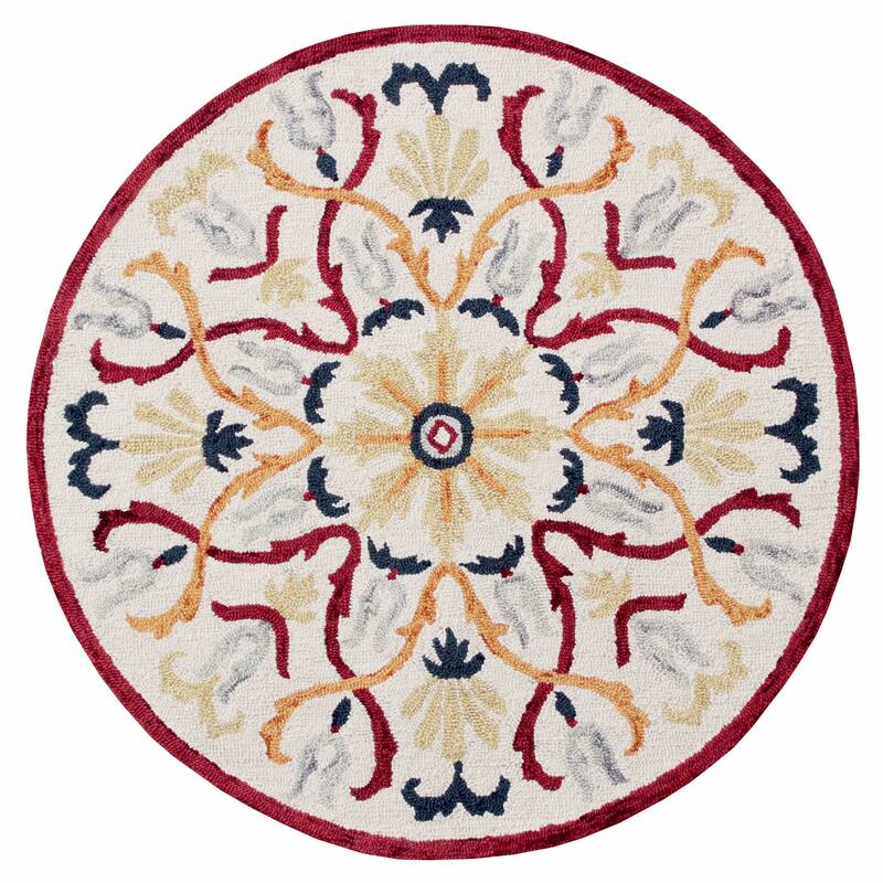Sevita Hand Tufted Electric Floral Medallion Round Rug