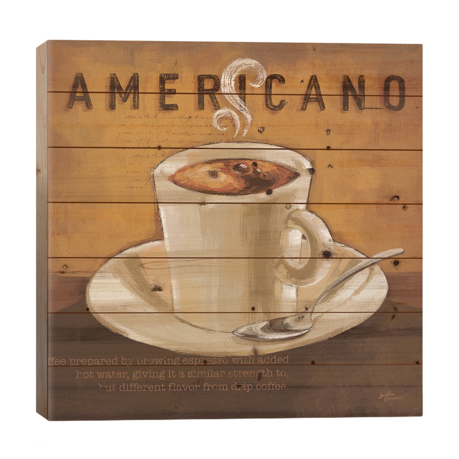 Coffee And Co. II Print On Wood by Janelle Penner - Multi-Color