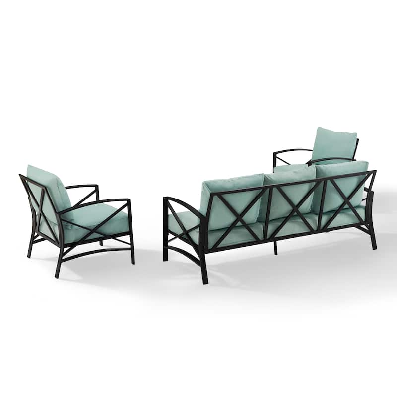 Crosley Kaplan 3Pc Outdoor Sofa Set - 147 W x 68.5 D x 32 H
