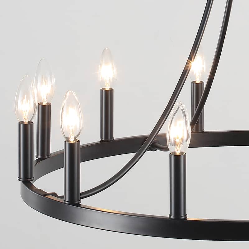 12-Light 26.77-inch Vintage Rustic Wagon Wheel Chandelier for Kitchen