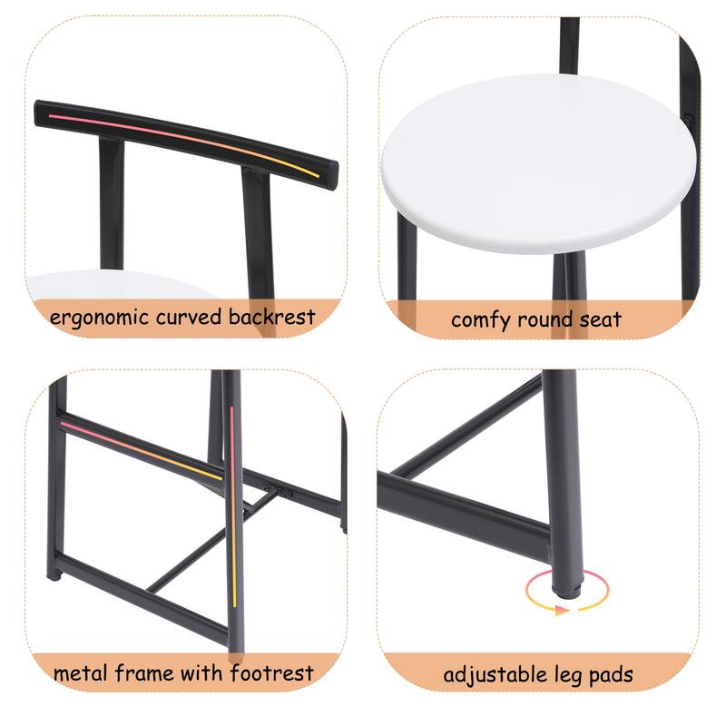 Bar Stools Kitchen Island Bar Chairs Set Of 3 Metal Counter Barstools With Backrest For Dining Pub Room
