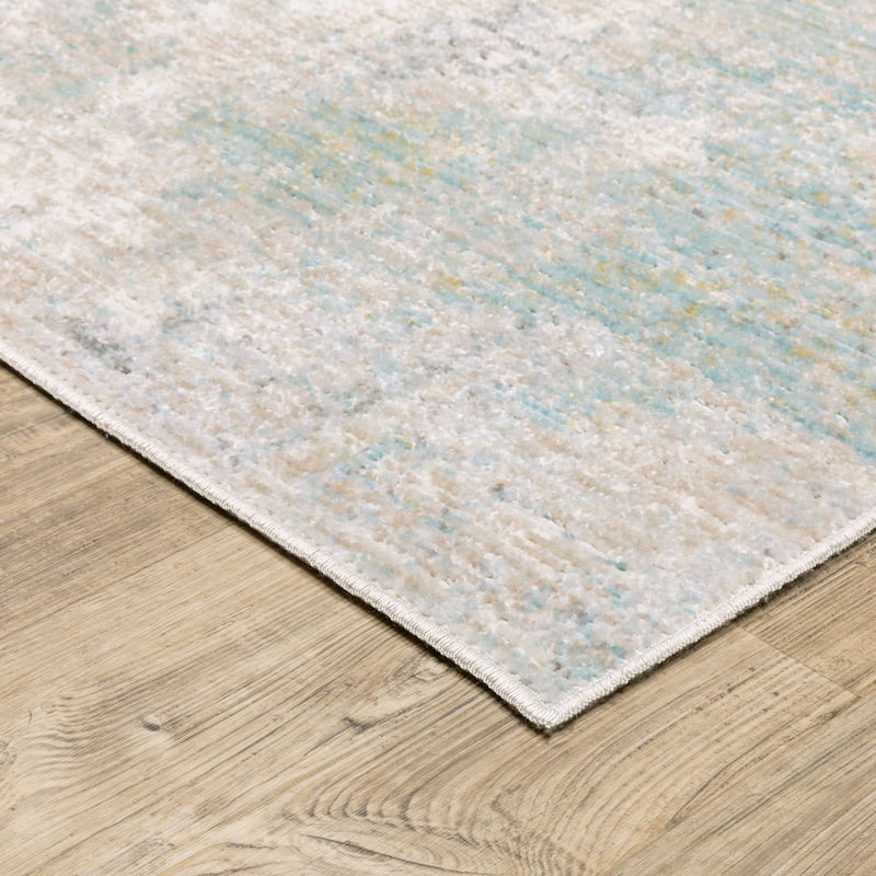 Calliope Textural Distressed Abstract Ivory/ Teal Area Rug